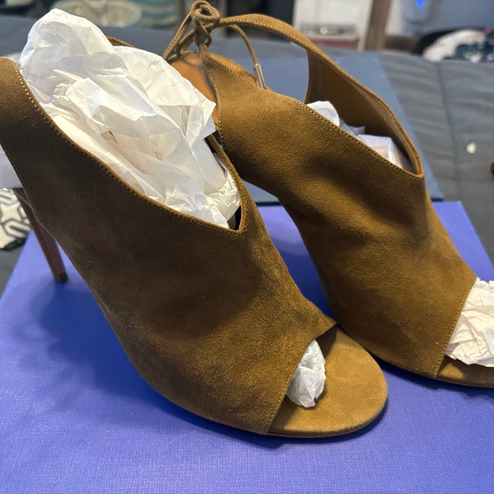 Aquazzura Cardamon Green Suede Peep-Toe Heels *BRAND NEW WITH BOX*